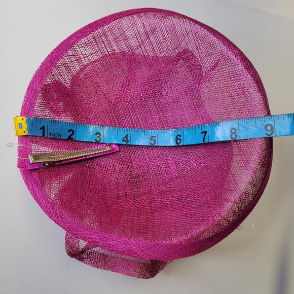Magenta Purple Disc Fascinator with Upturned Brims Loops Bows and Feathers - Picture 10 of 14